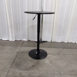 Black Round Adjustable Pedestal Bar Table