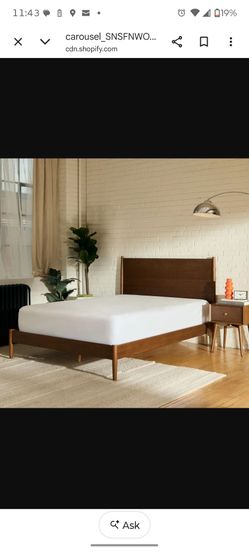 Silk and snow Mid-Century Modern king size Bed Frame