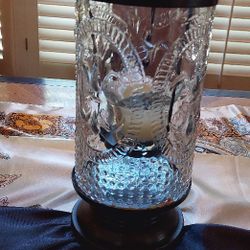 Two Piece Cut Glass Candle Holder