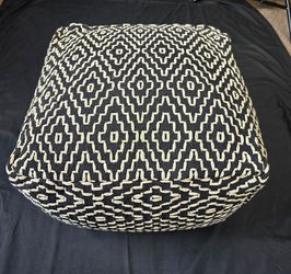 Black and White Geometric Pouf Ottoman
