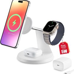 3 in 1 Wireless Charging Station for Apple Device: Fast Charging Station for iPhone and Watch with MagSafe, Stable Charger Stand for iPhone 12-16