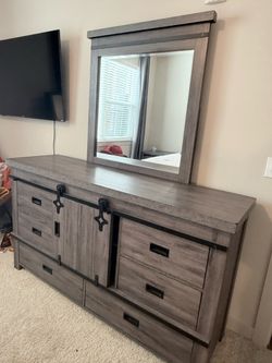 Dresser and Mirror Set