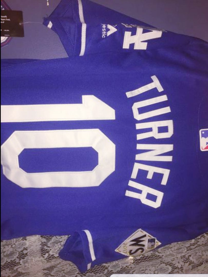 BRAND NEW Dodgers Blue Justin Turner Baseball Jersey WORLD SERIES PATCH  Everything Stitched for Sale in West Covina, CA - OfferUp