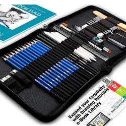 New never used Drawing Pencils Art Supplies - 37pc Drawing Kit Art Set Includes Bonus Digital Drawing Tutorials Ebook Library, Sketchbook for Drawing,