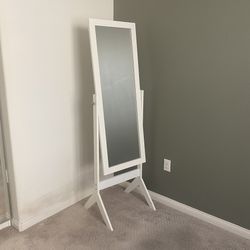 Standing Standing Floor Mirror Adjustable Cheval Bedroom Wardrobe Home Furniture White
