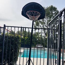 Portable Height Adjustable Basketball Hoop Stand With Backboard And Base Has Built In Wheels 