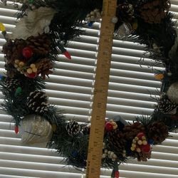 Christmas wreath 14 inches with lights