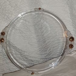 Elegant Mikasa Crystal Cake Plate with Gold Gilt Rose Handles