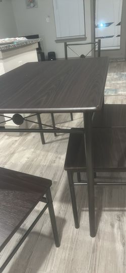 4 Dark brown Wooden Chairs Table Set‼️