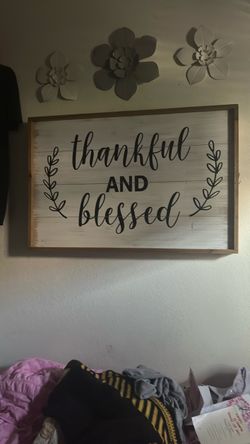 Thankful and Blessed Farmhouse Wood Wall Sign. NOT FREE