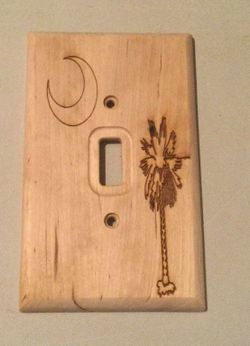 Laser engrave Palmetto Palm Tree and Crescent Moon light switch cover