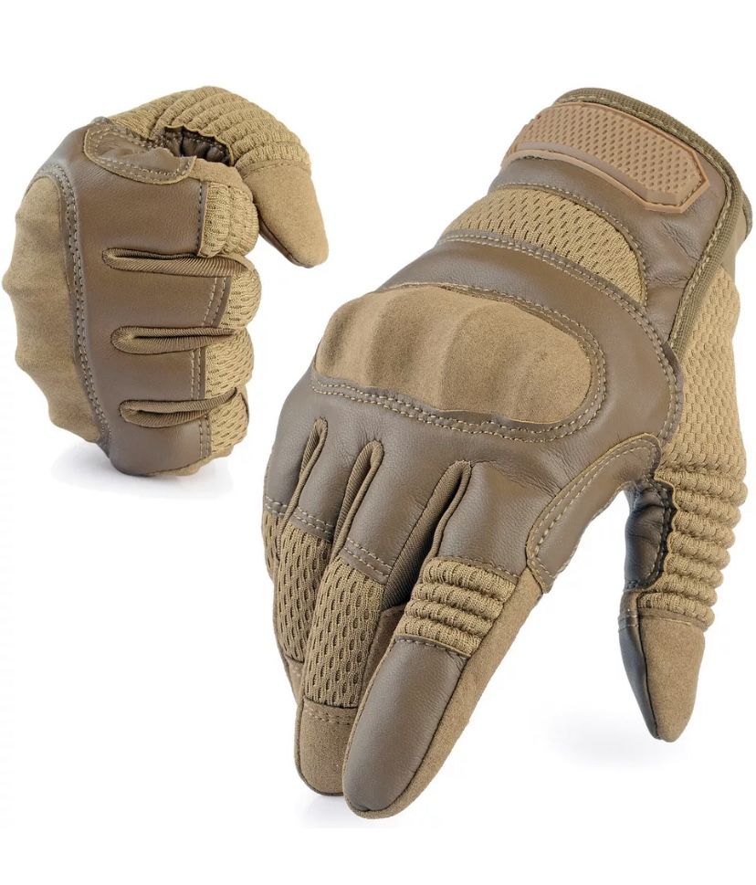 Leather Tactical Gloves - Hunting Airsoft Shooting Combat Mens
