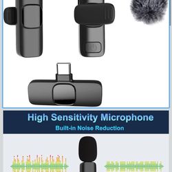 New In Box! Wireless Lavalier Microphone for iPhone 15/16/17 Series, iPad and Android Devices, Noise Cancelling,Bluetooth Mini Lapel Microphone for Yo