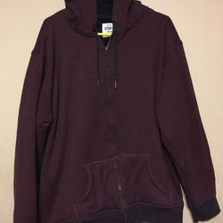 Hybrid Threads Heavy Fuzzy Hooded Full Zip Men's Fleece Jacket Red Size Double XL XXL