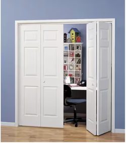 60 in. x 80 in. 6 Panel Colonist Primed Textured Molded Composite Closet Bi-Fold Double Door