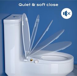 New Clirass Round Bidet Toilet Seat with Quiet-Close, Non-Electric Bidet Mode with Dual Nozzles, Fit Round Toilet Seat, Adjustable Water Pressure with