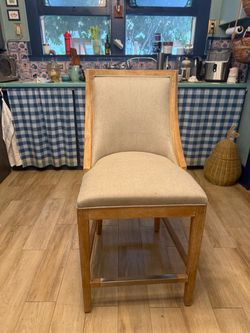 Pair of Pier 1 Devon Counter Stools – Sky Flax / Stonewash Wood – $150 OBO