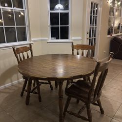 Wooden Kitchen Table - 3 Chairs