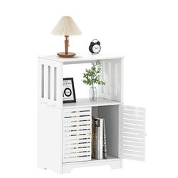3-Tier Side Table with Doors White