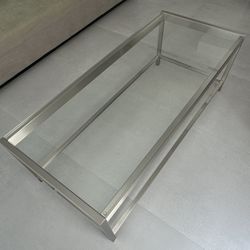 Rectangular Coffee Table - Glass Top & Metal Frame