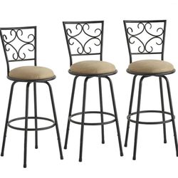 New Set of 3 Swivel Adjustable Height Bar  or Counter Height Stools 