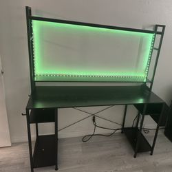 Computer desk with LED light
