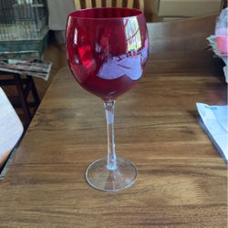 9” Tall Ruby Red Wine Glass