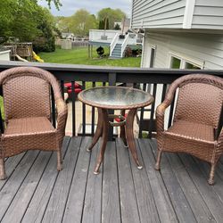 Brown Wicker Table And Chairs Set 