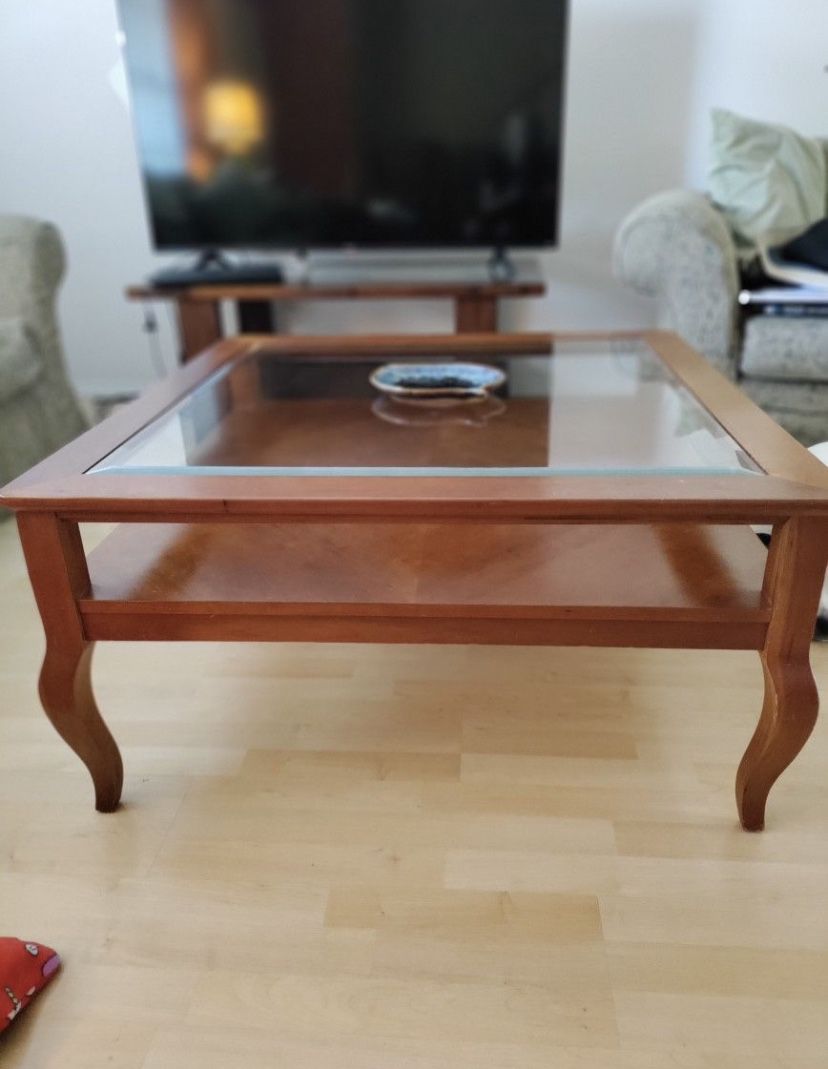 Wood Coffee Table End Table Matching