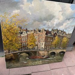 Vintage large Oil On Canvas Signed Pieter Breughel