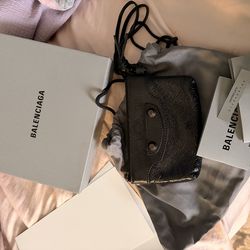Authentic Balenciaga Le City Zipped Pouch Charm Black