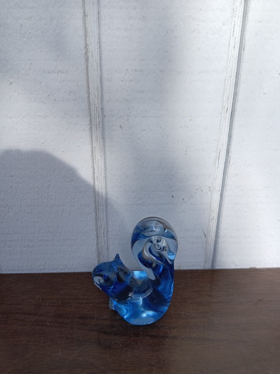 Vintage Light Blue Glass Squirrel Woodland Country Paperweight Figurine