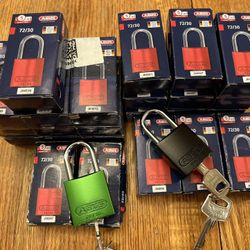 Padlock. 24. Abus 72/30. New. Each has 2 Keys. 12 black color and 12 green color. 