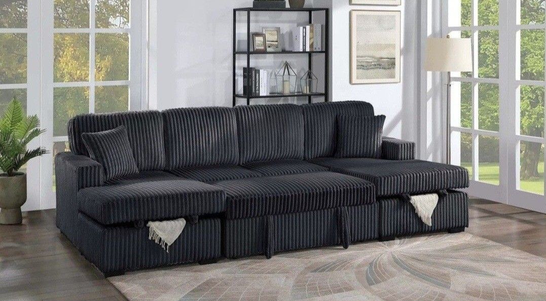 ✅️✅️4-Piece Convertible Sectional
Sleeper Sofa, Chaise Storage, Sofa Storage & USB Port✅️✅️