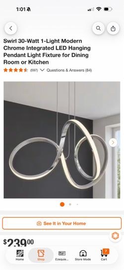 Swirl Modern Chrome LED Hanging Pendant Light