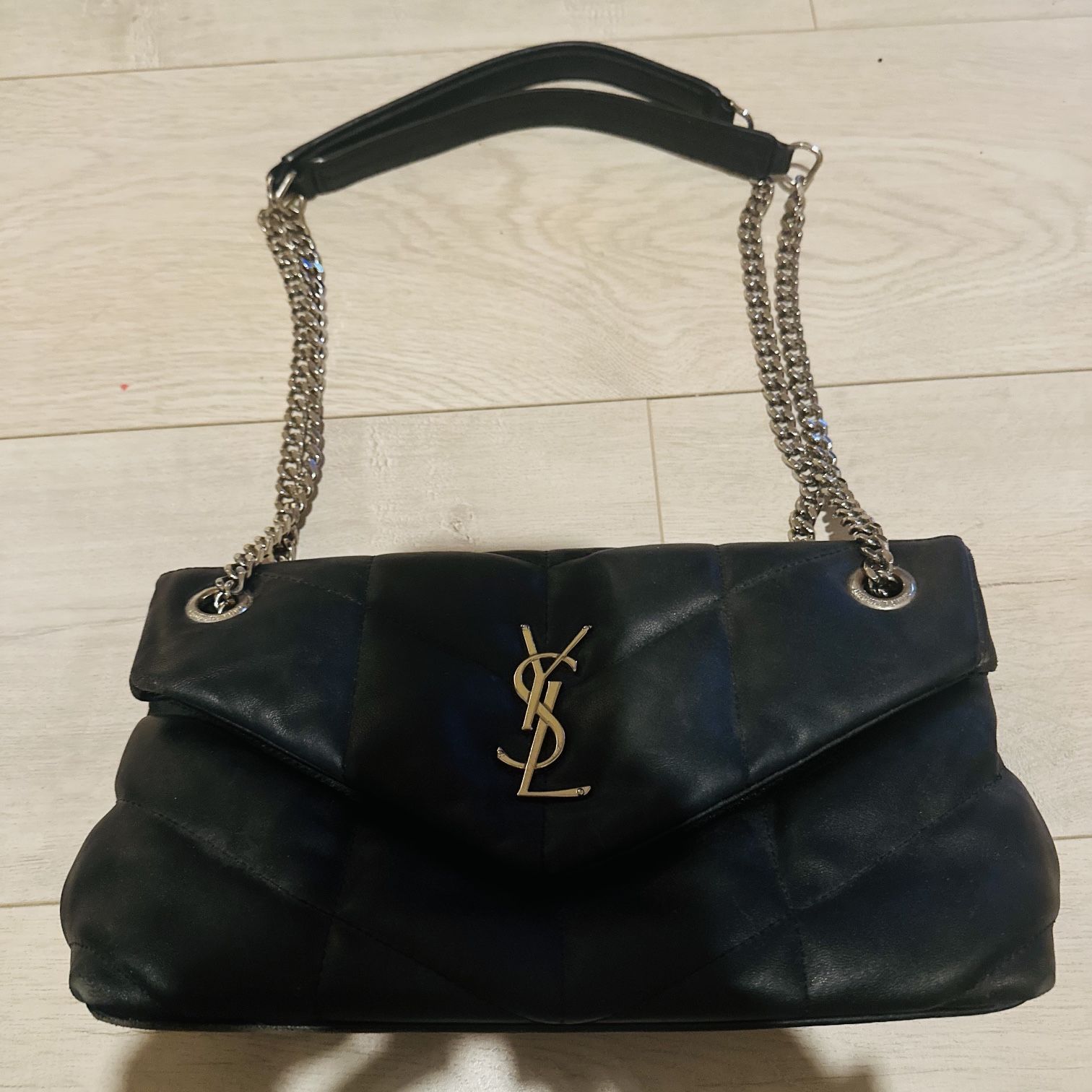 Black 100% Leather Pouch YSL 