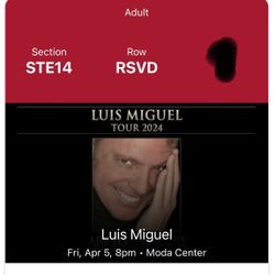 Luis Miguel Boletos Para Suite Sábado 6 De Abril