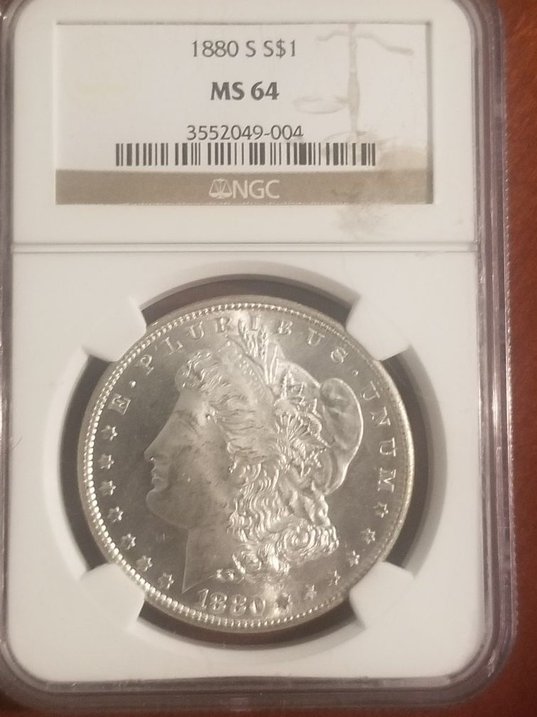 1880 morgan s silver dollar ms 64
