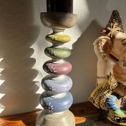 Colorful Wooden Candle Holder