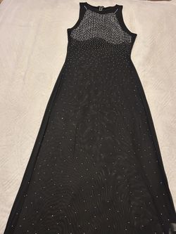 Elegante Vestido Transparente Con Piedras Brillantes 