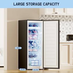 Upstreman 7.0 Cu.Ft Upright Freezer, Large Capacity Stand Up Black Freezer