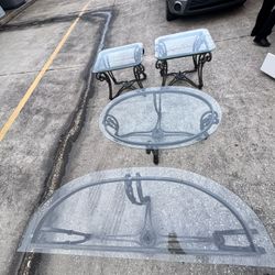  Klaussner International Iron and Glass 4 Piece Tables Set