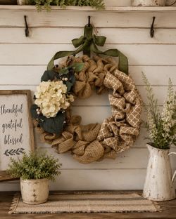 New (kept in plastic) beautiful farmhouse wreath $25 Higley and US 60 in Mesa