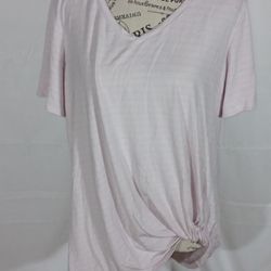 NWOT Matty M Women's Pink Twist Front V-Neck Tee – Size M, Soft Stretch Knit