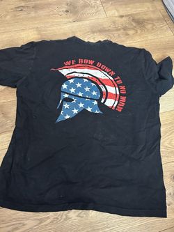 Black Spartan Helmet American Flag Graphic Tee