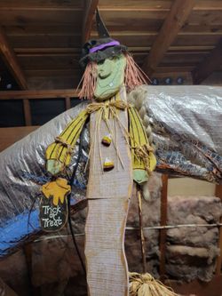 Wooden Halloween Witch Figure Decoration