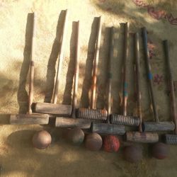  Vintage wood land croquet set