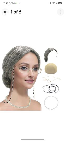 Grandma Costume Wig Set with Accessories