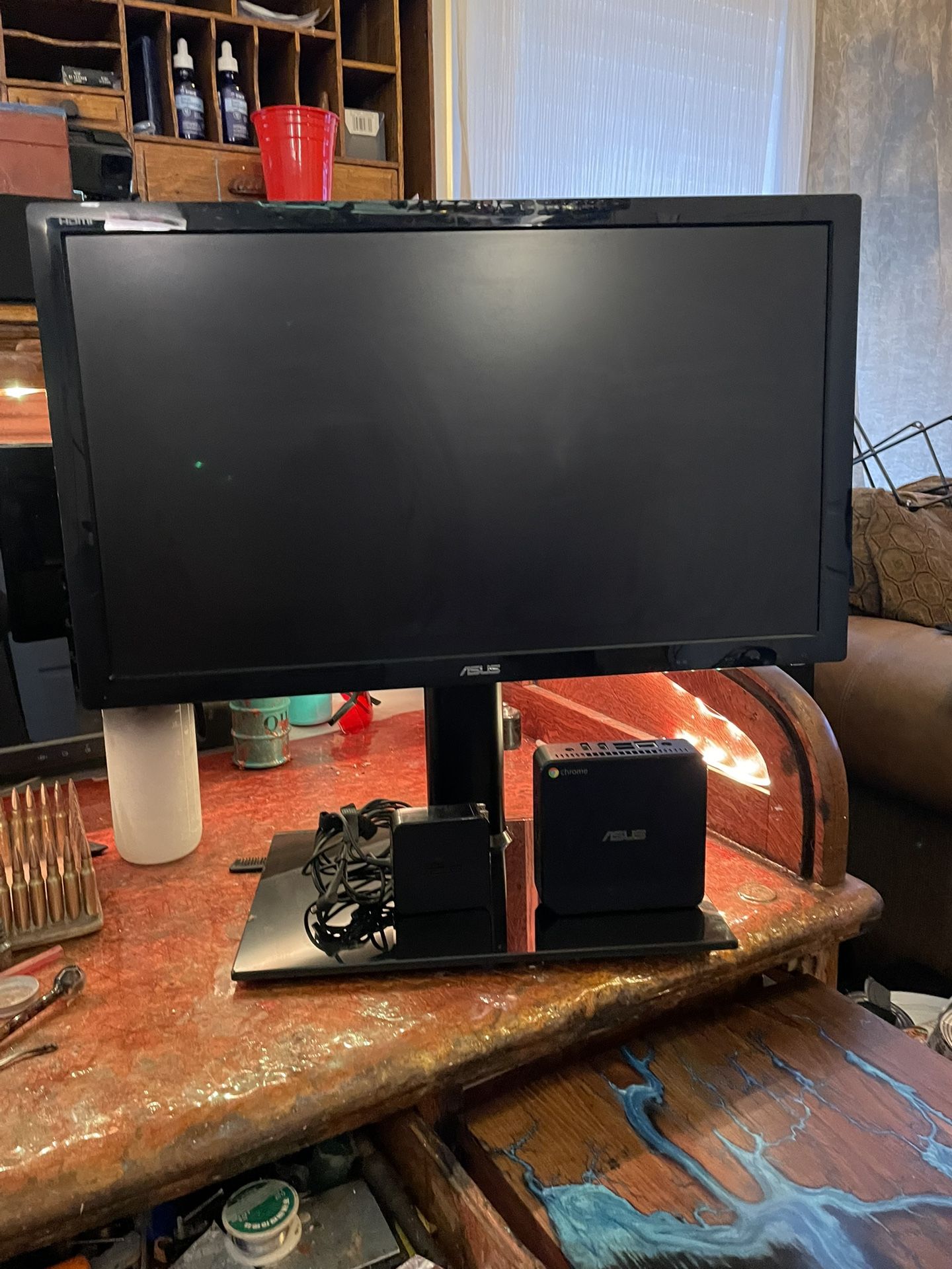 ASUS Chromebox CN60 Mini PC + ASUS VE247H Monitor + Charger – $80 (Full Setup)