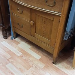 Vintage Oak Cabinet With 3 Drawers And Door- Located In Shelton 